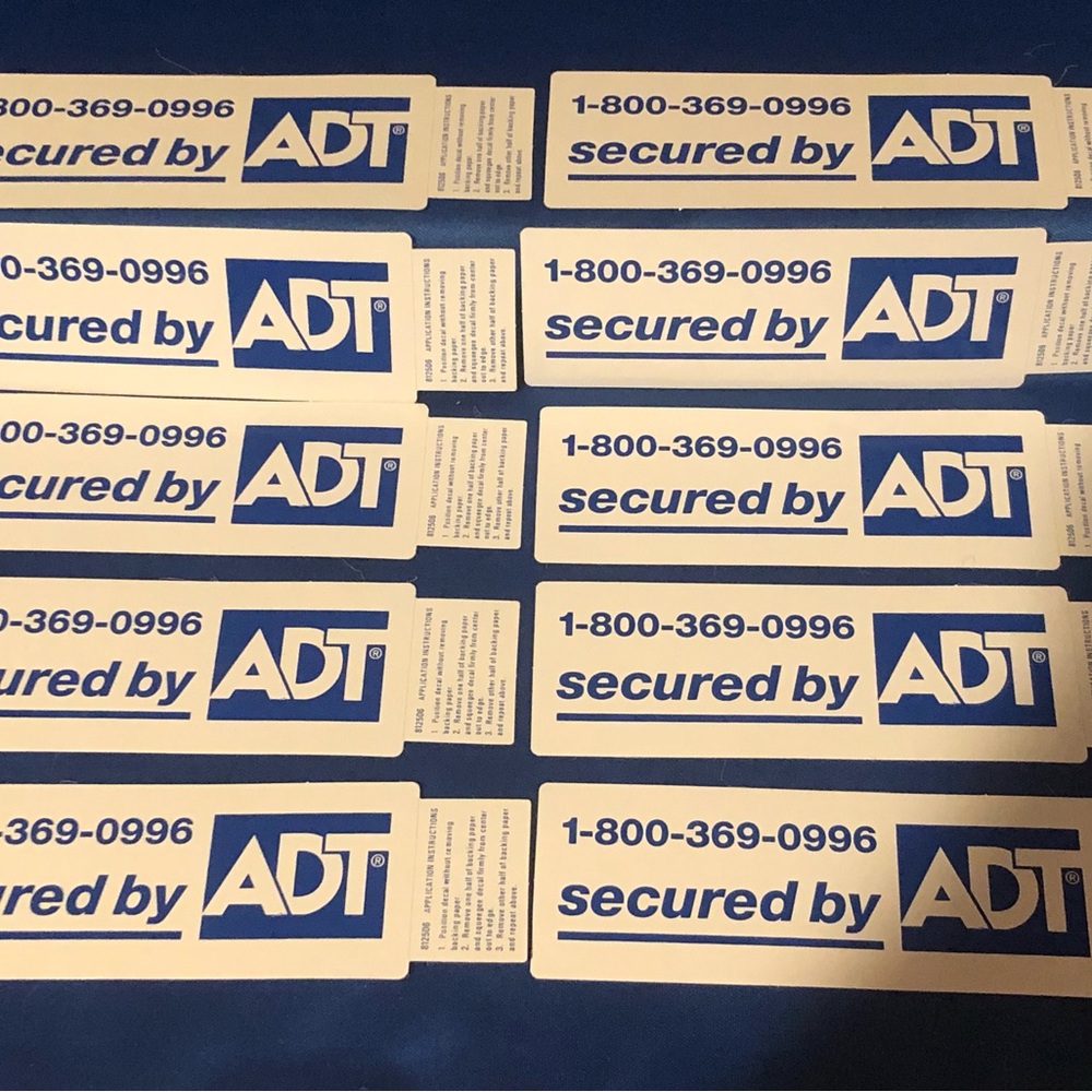 ADT Security Home or Business Window or door Stickers / Decals Lot Of 10 New